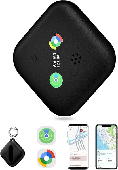 Dual-System Compatible Bluetooth Tracker for iOS or Android Key Finder, Item Locator, Smart Luggage Tracker, Pet Tracker Works with Apple Find My or Google Find Hub IP67 Waterproof Rating