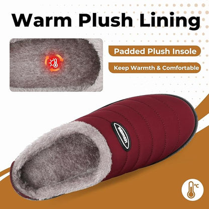 Mishansha Mens Womens House Slippers Warm Fur Lined Winter House Shoes Slip on Cozy Indoor Outdoor Slipper