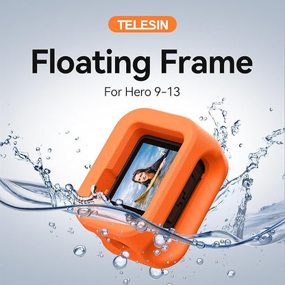 TELESIN Floaty Case for GoPro Hero 13/12/11/10/9 Black, Suitable for Snorkeling, Surfing, Water Skiing Wakeboarding Floating Protective Cage housing Shell Cover Action Camera Accessories
