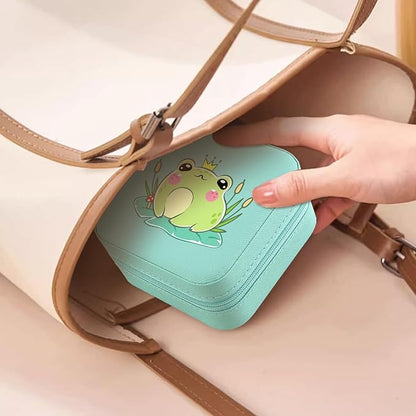 MAYCARI Jewelry Box with Cute Frog Pattern Design, PU Leather Jewelry Travel Organizer Case-Rings/Earrings/Necklace Storage Box for Women Birthday Mom Friends Her Bridesmaids Girls s