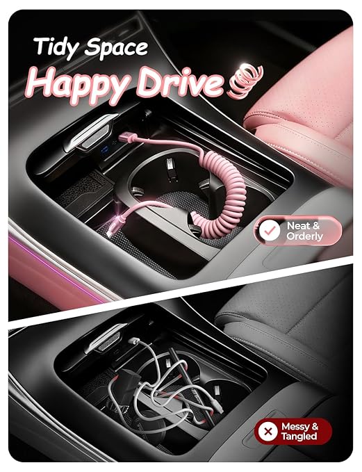 LISEN Pink USB C Cable, Gifts for Women 2 Pack for Android Auto & CarPlay Cable, Type C Charger Pink Compatible with iPhone 17/16 Galaxy S25/S24 Car Accessories for Women Wife Girlfriend Sisters 4FT