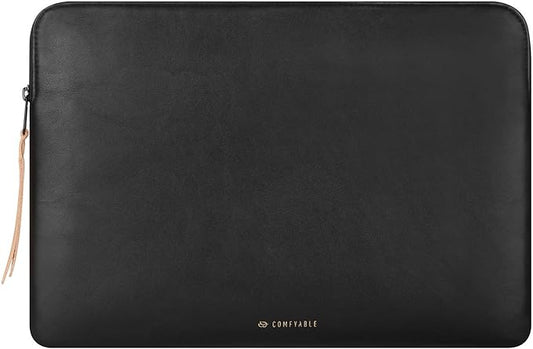 Comfyable Slim Laptop Sleeve Compatible with 13 Inch MacBook Air 13 in M4 M3 M2 M1, 13" MacBook Pro, PU Leather Bag Water-Resistant Cover Case, Black