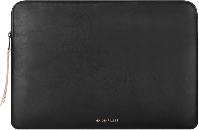 Comfyable Slim Protective Laptop Sleeve 14 Inch Snugly Compatible with MacBook Pro 14-inch M5 M4 M3 M2 M1 Pro/Max 2025, PU Leather Bag Waterproof Cover Notebook Computer Case for Mac, Black