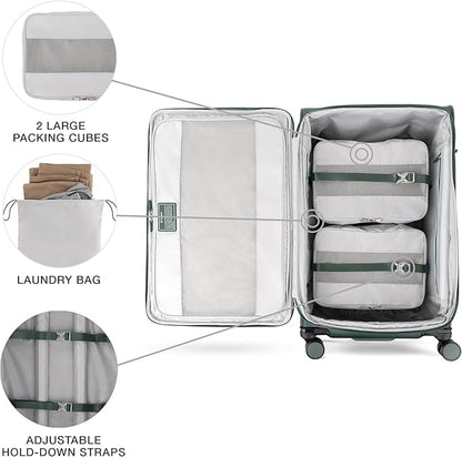Travelpro VersaPack+ Lightweight Softside Expandable Checked Luggage, 8 Spinner Suitcase, TSA Lock, Men and Women, Checked Large 29-Inch, Desert Sage Green
