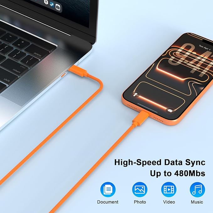 iPhone 17 Pro Max Charger Fast Charging, 40W USB C iPhone 17 Fast Charger Block with 10 FT Long Type C to C Charging Cable Cord for iPhone 17/17 Pro Max/17 Pro/Air/16/16 Pro Max/15/15 Pro Max, Orange