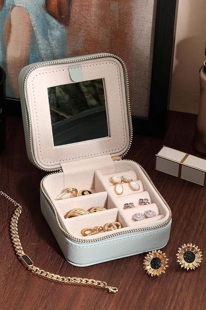 S.Leaf Travel Jewelry Organizer Boxes for Women Small Portable Necklace Earrings Bracelet Rings Travel Case Best Friend Birthday Gifts for Women Trendy (Butterfly_Hazeblue_Gray)