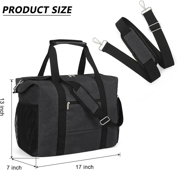 Travel Duffel Bag for Women Men,Sports Tote Gym Bag With Wet Pocke,Foldable Carry on Luggage Bag,Black