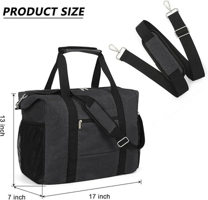Travel Duffel Bag for Women Men,Sports Tote Gym Bag With Wet Pocke,Foldable Carry on Luggage Bag,Black