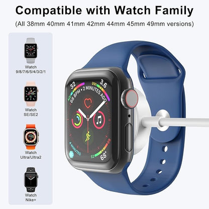 2Pack 6.6ft/2m for Apple Watch Charger USB Magnetic Wireless Fast iWatch Charger Portable Compatible with iWatch Ultra/Series 9/8/7/6/SE/SE2/5/4/3/2/1-White