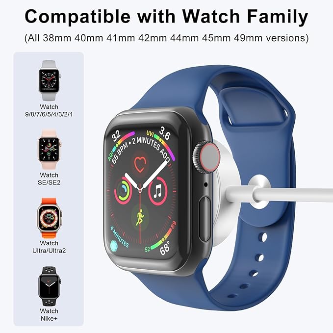 2Pack Upgraded for Apple Watch Charger USB Magnetic Wireless Fast iWatch Charger Portable Compatible with iWatch Ultra/Series 11/10/9/8/7/6/SE/SE2/5/4/3/2/1-[3.3FT]