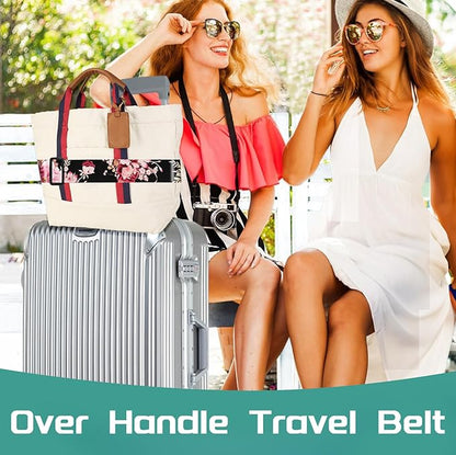 Slohif Luggage Straps for Suitcases Travel Belt Accessories Luggage Connector Identifiers Over Handle with Buckle Unique Nylon Adjustable Strap for Sleeping Bag Car Seat Black(2 Pack)