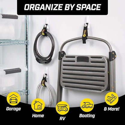 Heavy-Duty Wrap-It Storage Straps, 7-inch (6 Pack) - Hook and Loop Tool Cord Organizer, Extension Cord Hanger, Kitchen Cord Keeper, Cable Straps for Cords, Hoses, Rope, RV, and Garage Organization