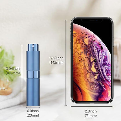 Tekson 8ml Travel Perfume Atomizer Refillable, Mini Cologne Spray Bottle Empty, Small Aftershave Portable Sprayer for Liquid Dispenser (Cyan&Green)