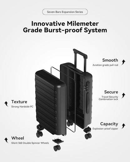 NINETYGO Luggage Sets 2 Piece, Carry On Luggage Airline Approved, Large Checked Luggage with Smooth Spinner Wheels, Expandable, Hard Shell PC Suitcase Sets, TSA Approved, 20in/28in (Shadow, Rhine Max)
