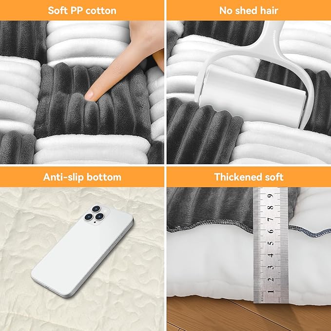 Backseat Dog Bed Non-Slip, Back Seat Pet Mat, Soft and Comfortable Dog Seat Covers for Travel, Pet Car Blanket for Backseat Extender and Seat Covers (Black&White, 51.2"x24.6")