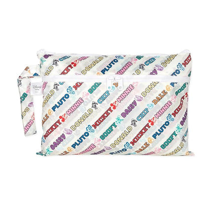 Bumkins Disney Waterproof Wet Dry Clutch Bag for Baby, Travel, Swim Suit, Diapers, Pump Parts, Pool, Gym Clothes, Toiletry, Hook to Stroller, Daycare, Packing Pouch, Zip Bag, Mickey and Friends White