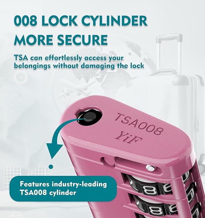 ANVIL TSA Approved Luggage Locks – High Security TSA008 Combination Travel Locks with Inspection Indicator for Suitcases and Backpacks. (3, Rose Purple)
