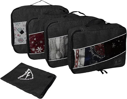 5 Set Packing Cubes for Travel Large Suitcase Luggage Organizer Bags Travel Accessories Vacation 4 Cubes 1 Laundry Pouch Bag