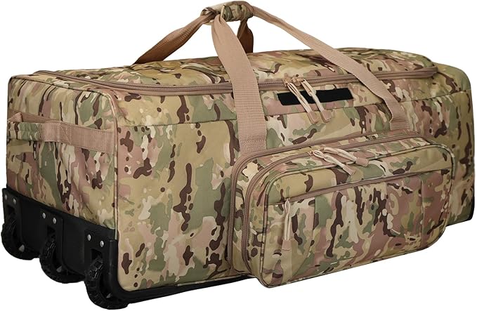 120L 3-Wheel Rolling Duffle Bag - Heavy Duty Military Deployment Bag, Durable Wheeled Duffle Luggage for Travel, Camping & Outdoor Adventures