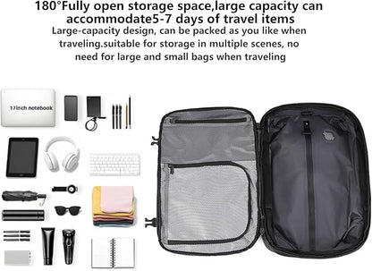 LIGHTGO] Travel-friendly Vacuum Packing Backpack with Built-in Air Pump, Portable Compression Cube, TSA-approved Lock, and Waterproof for College Students and Family Trips.