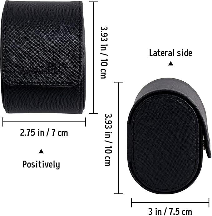 SANQIANWAN Single Travel Storage Watch Roll Portable PU Leather Watch Case Box for Men with Button Style Removable Watch Pillow Watch Display Roll (Black)