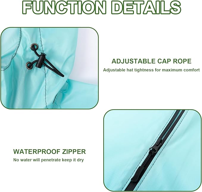 Hooded Rain Ponchos for Adult - Rain Coat and Rain Jacket with Waterproof Pocket and Zipper