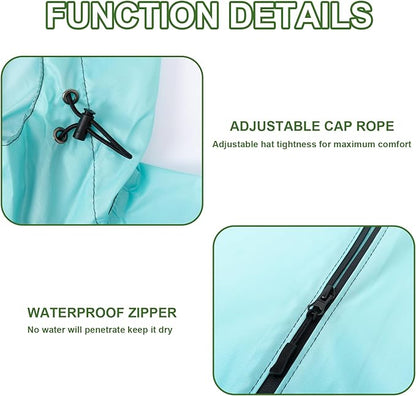 Hooded Rain Ponchos for Adult - Rain Coat and Rain Jacket with Waterproof Pocket and Zipper