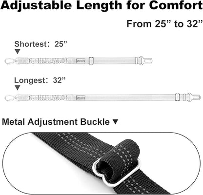Dog Seat Belt for Car, Adjustable Dog Car Harness Seatbelt for Small Medium Large Dogs, Heavy Duty Travel Safety Restraint with Locking Aluminum Hook & Reflective Nylon Strap, Black