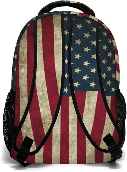 American Flag Baseball Print Backpack, Laptop Backpack with Multiple Pockets for Adult Hiking Travel Work 17 Inch