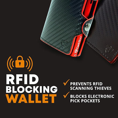 Conceal Plus Mens Wallet Credit Card Holder, Smart Pop Up RFID Wallet, Slim Minimalist Carbon Fiber Front Pocket Card Case, Compact Travel Wallet RFID Blocking, Holds 4-6 Standard Cards Plus Cash & ID