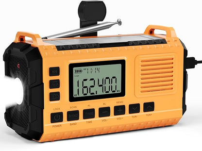 Emergency Weather Radio - AM/FM/NOAA Hand Crank Radio with 15W Fast Charge, 40000mAh Portable Solar Power Bank, Multi-Function Flashlight & SOS Alarm for Outdoor Indoor Emergencies (Orange)