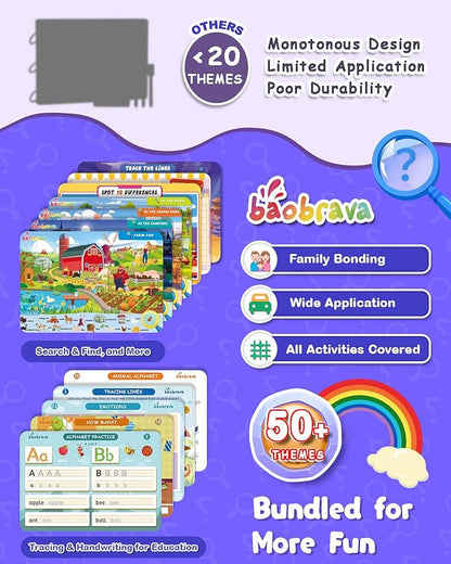 Search and Find Book and Handwriting Practice Books Set, More Than 50+ Preschool Learning Activities for Toddler and Kids 3-8, Travel Games for Road Trip Car Airplane