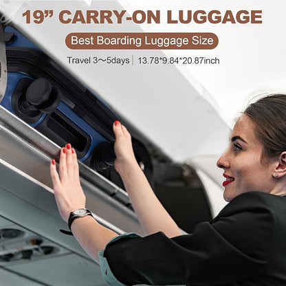 OUZZO Carry On Luggage with Spinner Wheels 19 Inch PC Expandable Hardshell Suitcases Lightweight Travel Luggage TSA Lock Business Trip (grey, carry on 19")