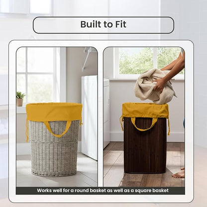 LFH Home Large Premium Cotton Canvas Laundry Bag with Drawstring and Handles Heavy Duty, Multi-Use, and Washable for Home, Travel, College or Storage 24x36 (Pack of 4)-Yellow