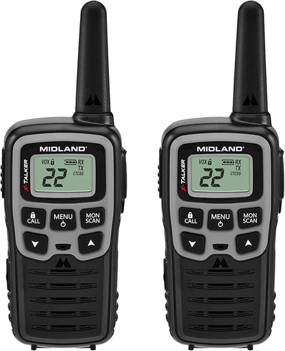 Midland - T51SLV X-Talker Spotting and Recovery Walkie -Talkie Long Range - FRS Two Way Radio for Adults and Kids, 38 Privacy Codes - Black/Silver - 2-Pack