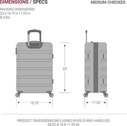 SwissGear 7366 Hardside Expandable Luggage with Spinner Wheels, Navy, Checked-Medium 23-Inch