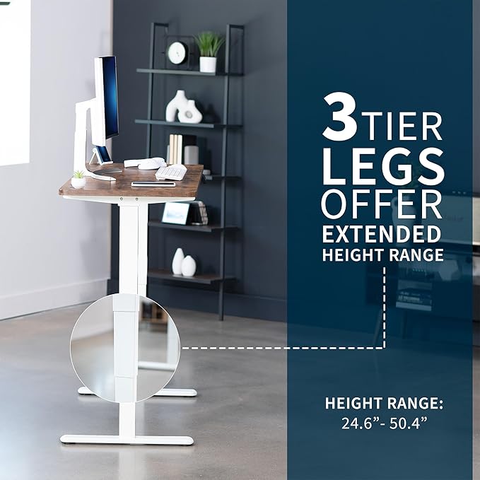 VIVO Electric 60 x 24 in Dual Motor Sit Stand Desk, Memory Height Adjustment, 2B Series, Rustic Vintage Brown Top White Frame, DESK-KIT-2W6N