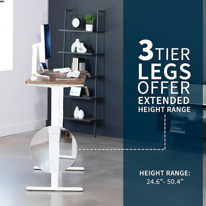 VIVO Electric 60 x 24 in Dual Motor Sit Stand Desk, Memory Height Adjustment, 2B Series, Rustic Vintage Brown Top White Frame, DESK-KIT-2W6N