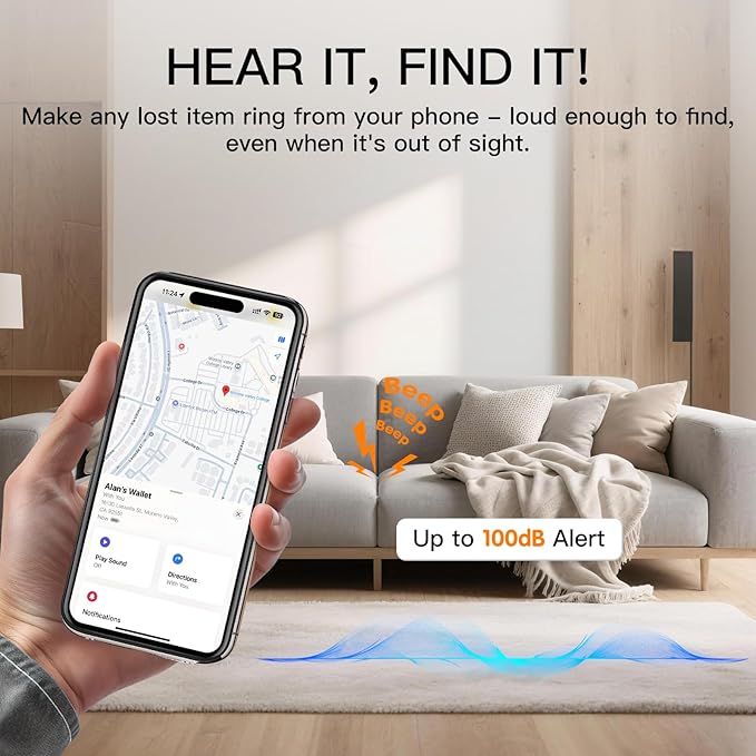 Ultra Slim Air Card Tag: GPS Wallet Smart Tracker Card - Compatible with Apple Find My Wallets Finder Tracking Cards Tags, Keep Track Item Locator of Luggage, Passport, Purse, Backpack (4 Pack Black)