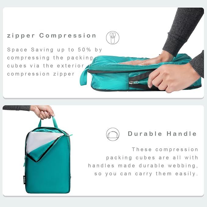 BAGAIL 6 Set Ultralight Compression Packing Cubes Packing Organizer for Travel Accessories Luggage Suitcase Backpack