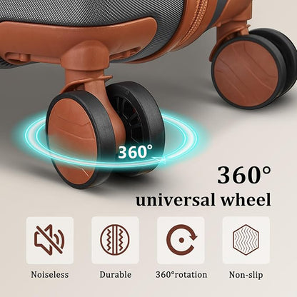 imiomo Hard Shell Luggage Sets 5 Piece for Women, Lightweight Hardside Rolling Suitcase Set with Spinner Wheels and TSA Lock, Grey