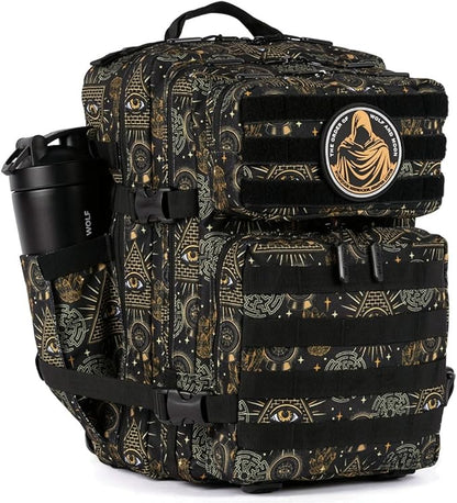 WOLFpak 35L Athletic Gym Backpack - Durable 1000D Waterproof Oxford Material with MOLLE Webbing, Laptop Pocket & Dual Cup Holders, Durable Fitness/Travel/Military Daypack (Illuminati)