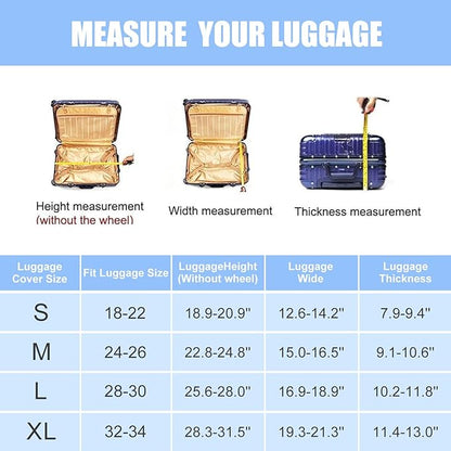 Pet Travel Luggage Protector, Washable Dog Design Suitcase Case with “Happy travel” Text Anti-scratch for 18",20",22" Bag