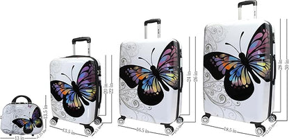 World Traveler Butterfly Luggage, 4-Piece Set
