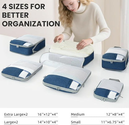 8 Set/6 Set/4 Set Compression Packing Cubes for Travel, Lightweight Vacation Travel Essentials, Travel Accessories for Suitcase Organizer Bags Set, Durable Luggage Organizer