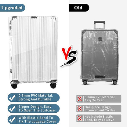 Yotako Upgraded Zippered Clear PVC Suitcase Cover, 26 Inch Luggage Covers for Suitcase Luggage Protector Cover 26''