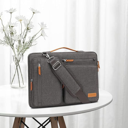 MOSISO 360 Protective Laptop Shoulder Bag,13-13.3 inch Computer Bag Compatible with MacBook, HP, Dell, Lenovo, Asus Notebook,Side Open Messenger Bag with 4 Zipper Pockets&Handle, Taupe Gray