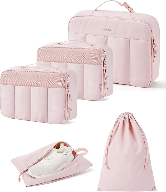 BAGSMART Compression Packing Cubes for Travel, 6 Set/5 Set/4 Set, Compression Suitcase Organizer Bags Set for Suitcases Travel Essentials, Lightweight Packing Organizers
