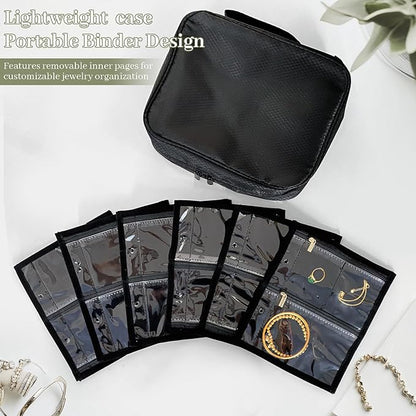 Travel Jewelry Organizer and Storage Case for Women, Travel Jewelry Storage with 36 Velvet Zipper Velvet Pouches, Portable Gift for Earrings Necklaces, Rings, Bracelet, Watch