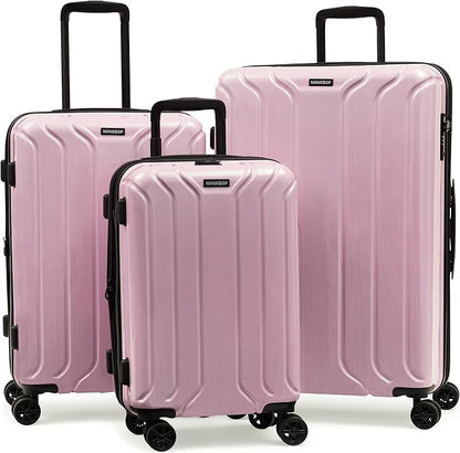 NONSTOP New York Elite Luggage Expandable Lightweight Spinner Wheels hard side shell Travel Suitcase Set, TSA Lock, Double USB Port, 3 packing cubes, Blush Pink, 3-piece Set (20/24/28)